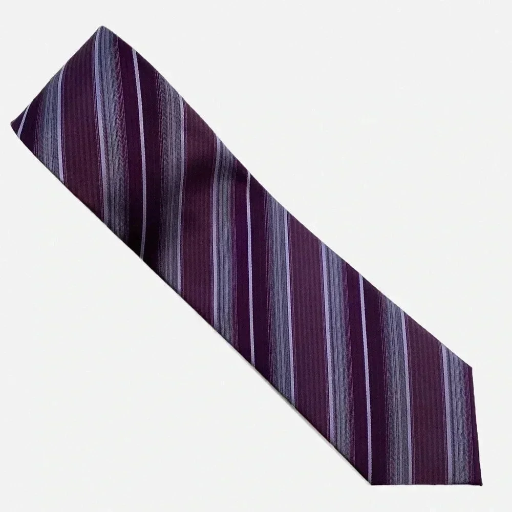 2/$30 BRITCHES Purple Repp Stripe Silk Tie - Picture 3 of 12